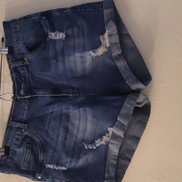 Plus Size Distressed Denim Shorts, Sz XL, Good Stretch - Picture 5 of 7